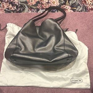 Coach Metallic Gray Leather Shoulder Bag